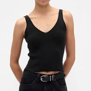 Gap sweater knit Black small cotton V-Neck Top shirt lightweight lagenlook NEW